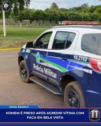 Homem e preso após agredir vitima com faca em Bela Vista